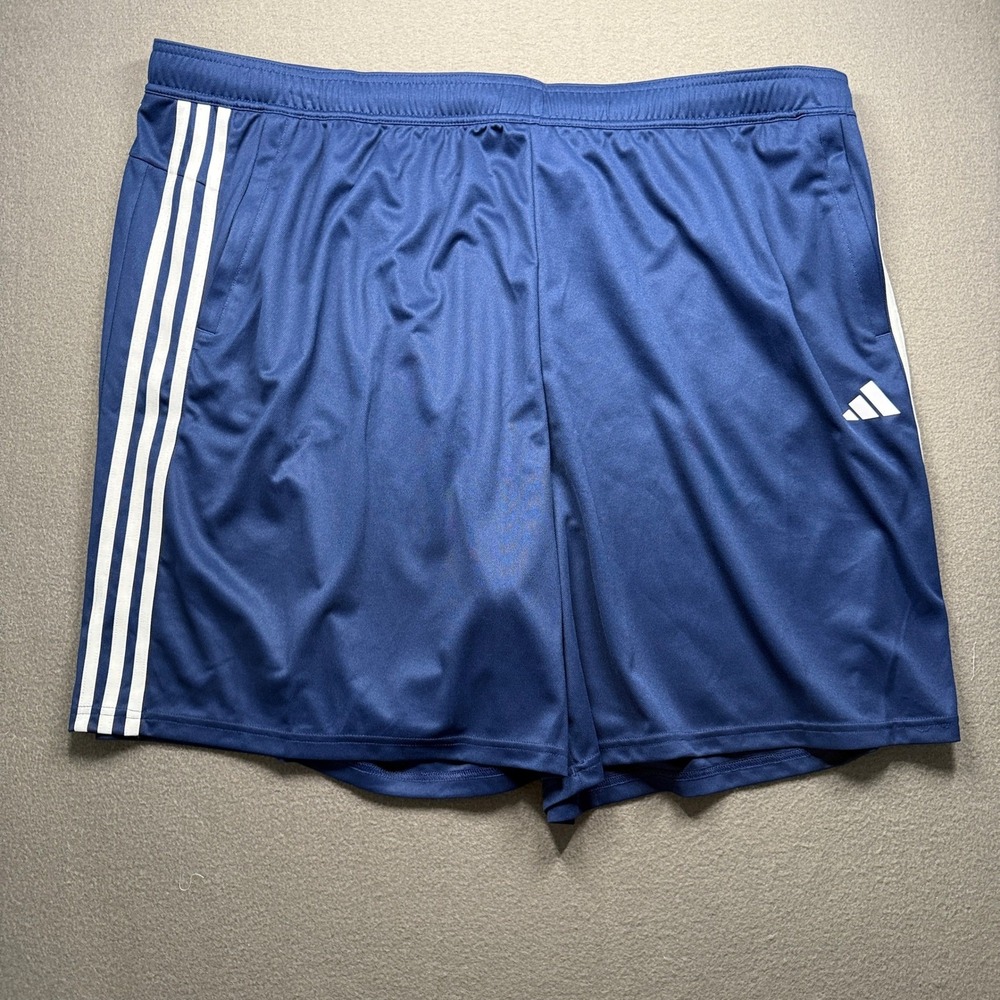 Adidas Athletic Shorts Mens 4XL Navy Blue Aeroready 3-Stripe Regular Fit